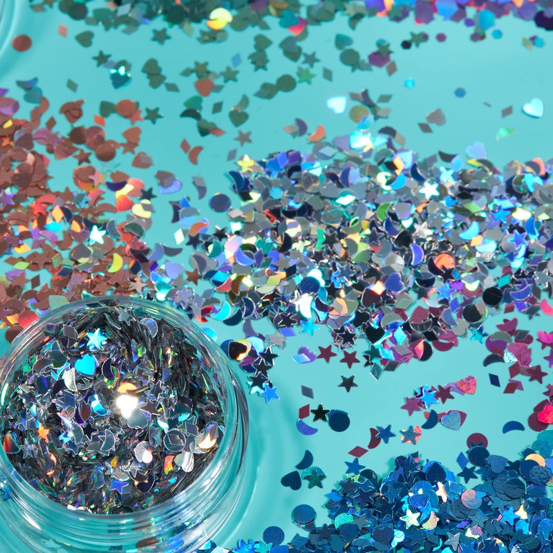 Moon Glitter Holographic Glitter Shapes - 100% Cosmetic Glitter for