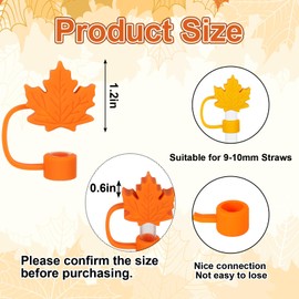 Whaline 4Pcs Fall Maple Leaf Straw Cover Cap Pink Orange Reusable Silicone Straw Topper 10 Mm/0.4 Inch Straws Tip Lid Protector for Autumn Thanksgiving Party Favors Supplies