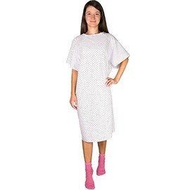 Careoutfit Hospital Gown Back Tie - Blue or White - 3 Pack (White), White, 3 Count (Pack of 1)