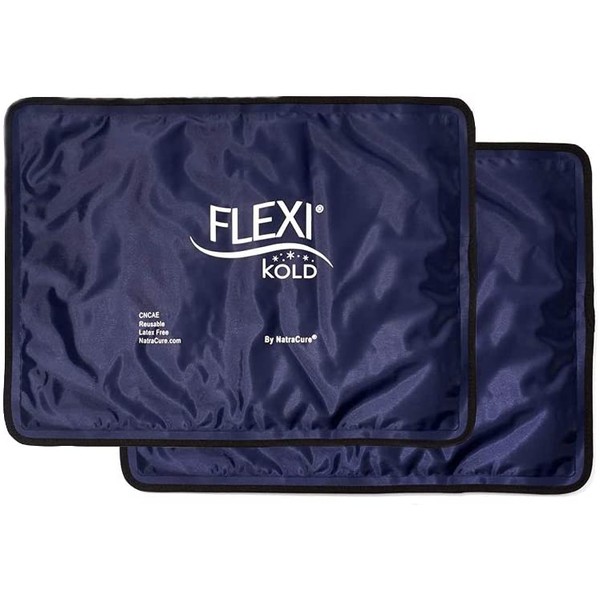 FlexiKold Gel Ice Pack (Standard Large: 10.5" x 14.5") - Two (2) Reusable Cold Therapy Packs (for Pain and Injuries to Knee, Shoulder, Foot, Back, Ankle, Neck, Hip, Wrist) - 6300-COLD
