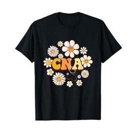 Groovy smile face wildFlower CNA Certified Nursing Assistant T-Shirt