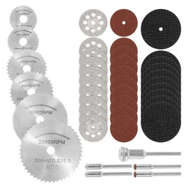 41Pcs Cutting Wheel Set for Rotary Tool, HSS Cutting Wheels 6Pcs, Diamond Cutting Discs 10 Pcs and Resin Circular Saw Blades 20Pcs with 5Pcs Shank for Wood Metal Plastic Stone Cutting