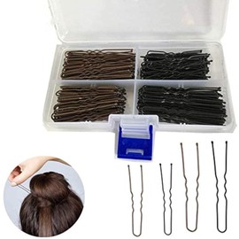 TOKERD 300 Pcs Hair Pins for Bun Brown Black Bobby Pin U Hair Grips Hair Styling Pins for Thick Hair and Fine Hair(6cm/2.4'', 5cm/2'', with Clear Box)