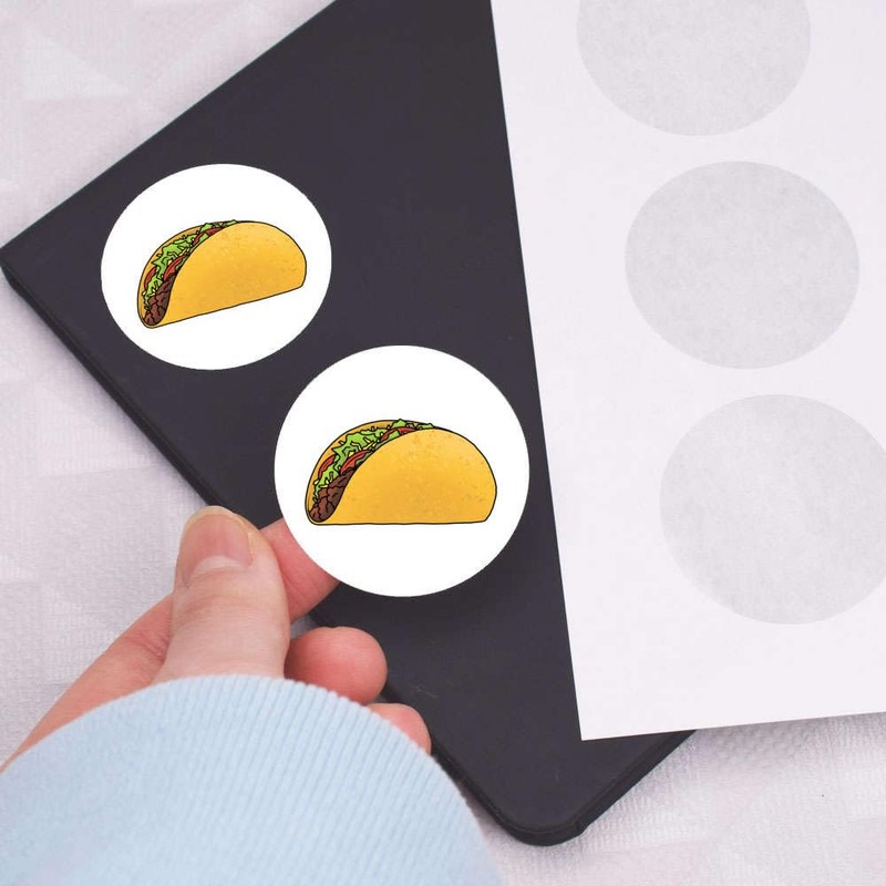24 x 40mm Round 'Tasty Taco' Stickers (SK00070262)