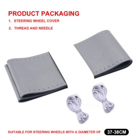 CHUSYYRAY Leather DIY Car Steering Wheel Cover Anti-slip For 15"/38cm Dia Black-universa