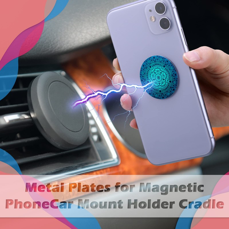 Weewooday 18 Pcs Magnetic Phone Plates Car Metal Plate Mandala