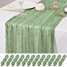 12 Pack Sage Green Table Runner 10Ft Cheesecloth Table Runner Rustic Gauze Table Runner Romantic Long Sage Sheer Fabric Cheese Cloth Table Runner for Wedding Party Bridal Baby Shower
