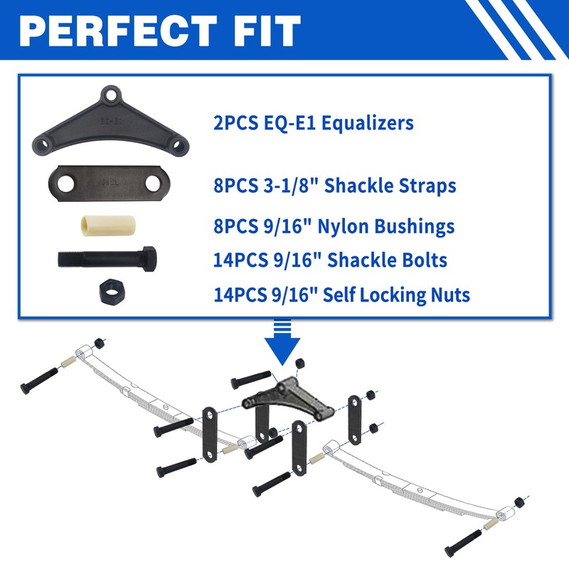 GREPSPUD Trailer Shackle Kit, Trailer Axle Equalizer Shackle Kit, Tandem