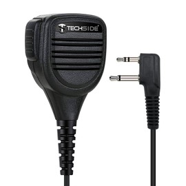 TechSide 2 Pin Midland Waterproof Shoulder Speaker Microphone + 3.5 Jack Plug + Rotating Clip for Radio Compatible with G7 Pro M24 M24 Plus M48 M99 G6 XT G7 XTR