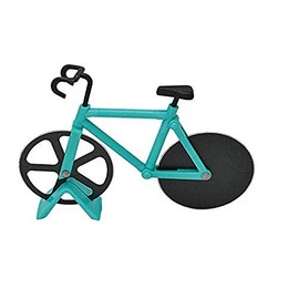 TOOLSTAR Pizza Cutter, Bicycle Pizza Cutter Stainless Steel Double Pizza Cutter with Non-Stick Coating and Display Stand for Holiday Vacation Housewarming Cool Kitchen Gadget(1PC, Navy Blue)