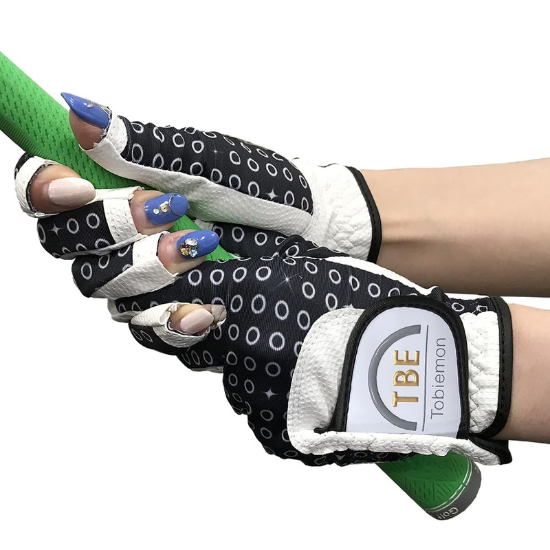 TOBIEMON Golf Gloves, TOBIEMON Women's Stretch Gloves, T-LG-BL, Black, Large