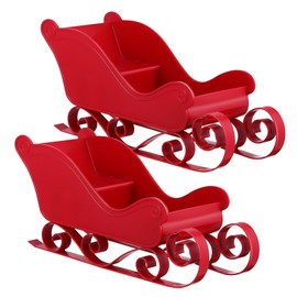 Cabilock 2 Pcs Christmas Sleigh Xmas Crafts Outdoor Christmas Decorations Santa Sleigh Toy Sled Plastic Red