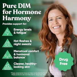 DIM Pure 200 MG - Energy Fatigue  Stress Relief, Estrogen Balance, Menopause  Hot Flashes, Hormonal Support for Women and Men - 60 Vegetarian Soft... 