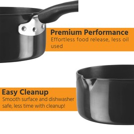 Sauce Pan with Lid, Non-Stick Hard Anodised Cookware - Safe Cooking Pots & Pans - Multi Purpose Sauce Pan for Kitchen - Premium Quality - Housewarming Gift (18cm)