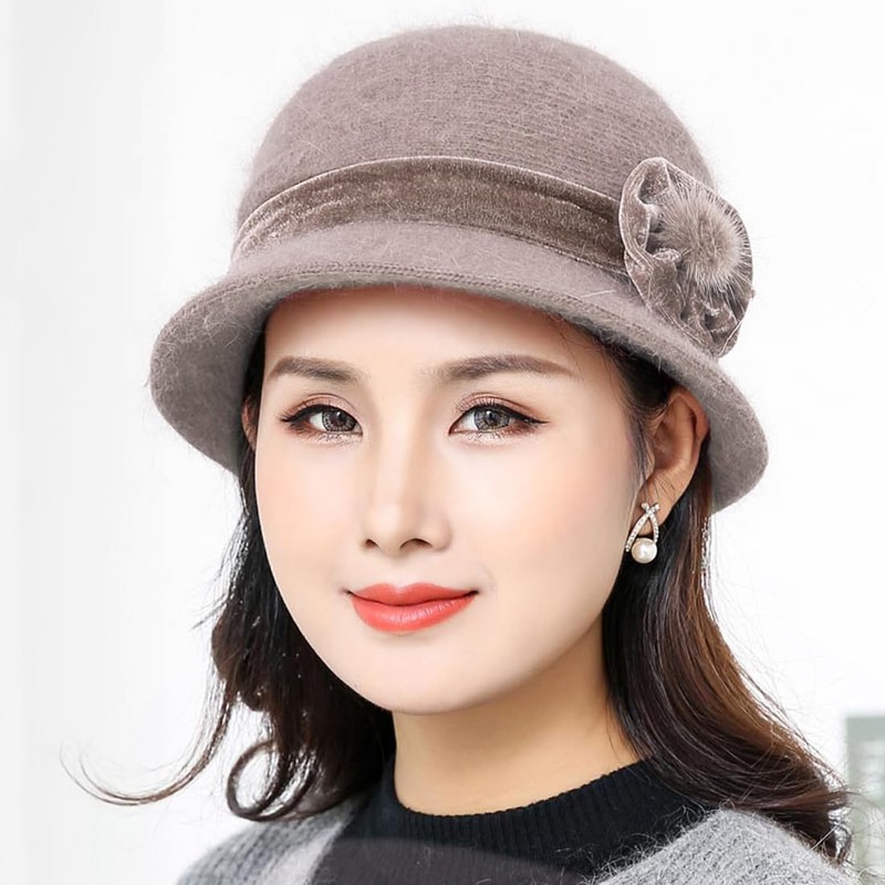 IBLUELOVER Women Felt Bowler Hat Roll-up Church Cloche Hat Floral