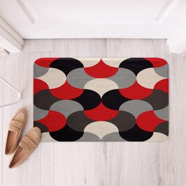 Feelyou Tapetes de baño con estampado geométrico para baño, alfombras de baño rojas y grises y negras para decoración de niños, alfombras de baño de arte moderno para ducha, tina, arte abstracto de lujo, accesorios de baño, 16 x 24 pulgadas