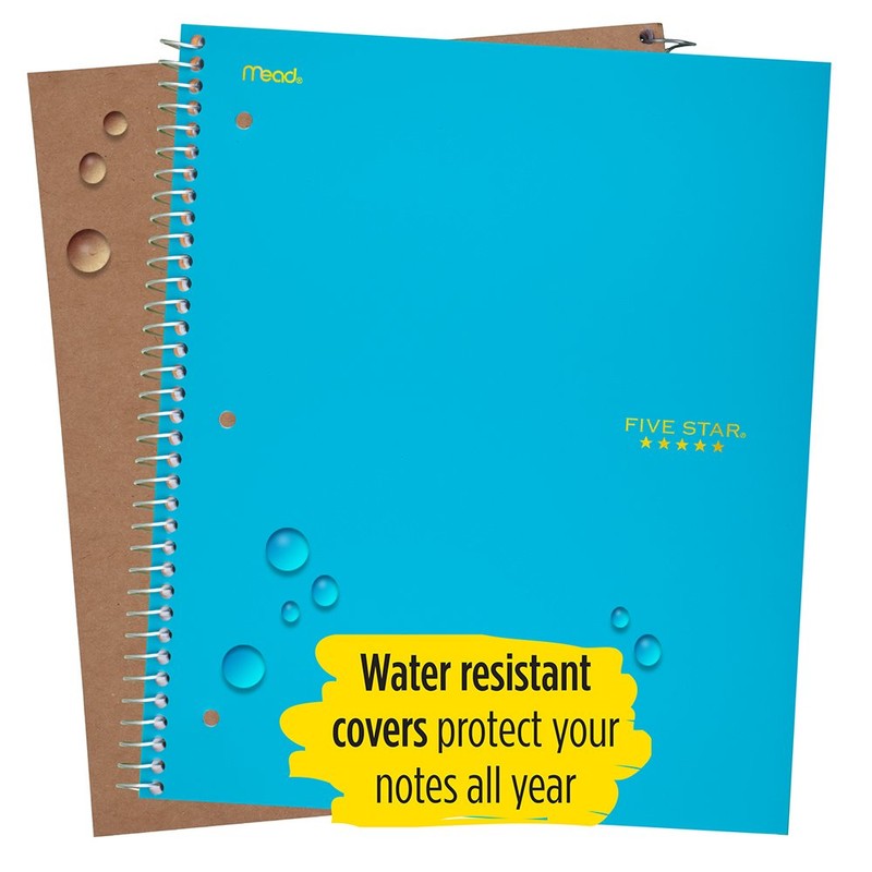 Five Star Spiral Notebook, 1 Subject, College Ruled Paper, 100