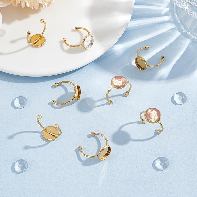 UNICRAFTALE 10 Sets 10mm Open Cuff Finger Rings for Jewelry
