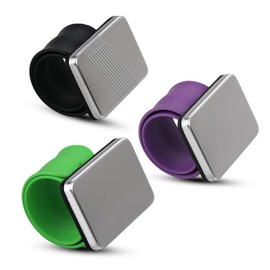 3 Packs Magnetic Pin Holder Wristband - Purple Green Black Silicone Wristband - Magnetic Wristband for Sewing Pin, Hair Clips, Hair Stylist Pin (Rectangle)
