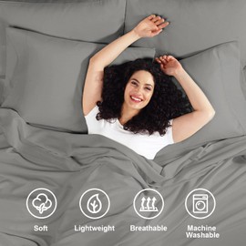 Empyrean Bedding Extra Deep Pocket Fitted Sheet - 6 Piece Sheet Set - 110 GSM Deep Pocket Sheets - Deep Fitted Sheets Set - 84 x 72 inches - Cal King Size Sheets - Charcoal Gray