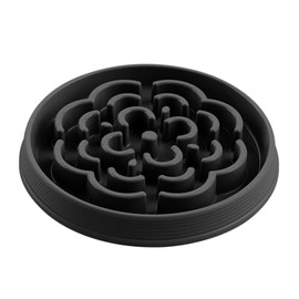 TarHong Slow Chow Medallion Pet Feeder Promotes Healthy Eating Habits, Small, 1-Cup, Black