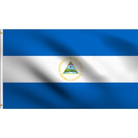 DMSE Nicaragua Nicaraguans Nicaragüenses Nica Nicoya Pinolero Spanish Flag 3X5 Ft Foot 100% Polyester 100D Flag UV Resistant (3' X 5' Ft Foot)