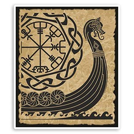2 x 10cm Viking Longship Vinyl Stickers - Ship Tribal Luggage Sticker #31721 (10cm Tall)