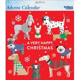 Caltime Traditional Santa Paws Dogs Advent Calendar 23 cm x 23 cm with white envelope
