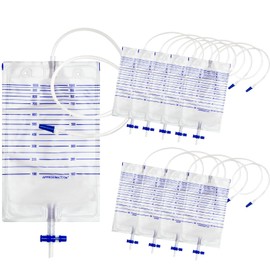 10Pack 1000ml Urine Drainage Bag with 48" Flexible Tube, Anti-Reflux Design, Cross-Shaped Drainage Valve, Leak-Proof Collection Bag for Home and Daily Use
