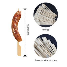 Konilaomu 7.87 Inch Bamboo Skewers 100PCS Food Appetizer Toothpicks Wide Flat Paddle Bamboo Wood Picks for Cocktail，Appetizers，Fruit，Sandwich，Barbeque Snacks, Fondue (7.87inch)