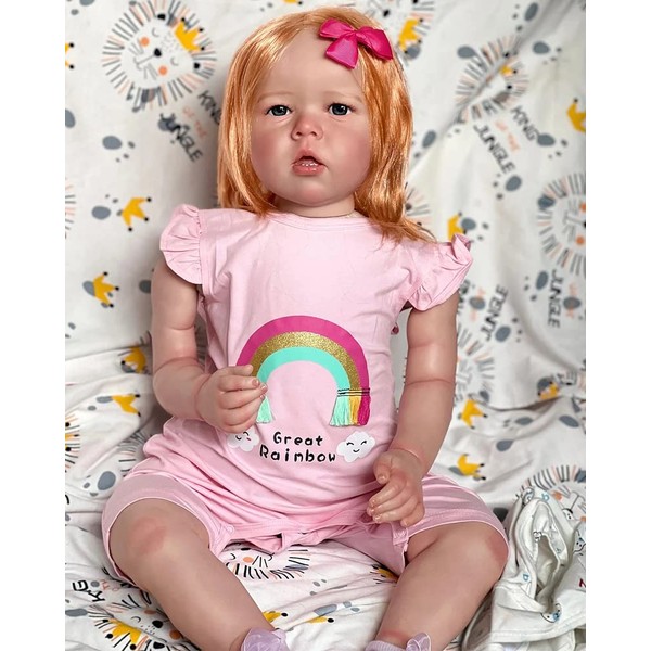 Pinky Reborn Silicone Reborn Toddler Dolls 28inch 70cm Girl Real Looking Dolls with Filling PP Cotton Bebes Soft Touch Cuddly Baby Collectible Art Doll with Pacifier for Age 3+