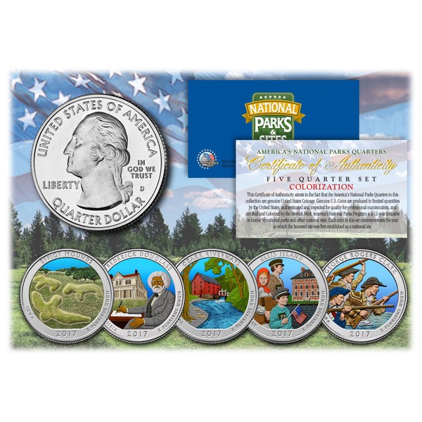 2017 America The Beautiful Colorized Quarters U.S. Parks 5-Coin Set w/Capsules