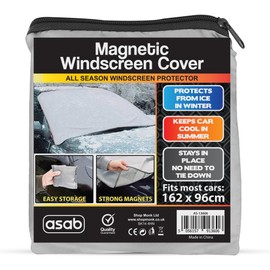ASAB Magnetic Car Windscreen Cover with Pouch Universal Anti Frost Windshield Protector Anti Frost Shield Freeze Ice Snow and Bird Poo Protection Car Windshield Snow Cover (162 x 96cm)