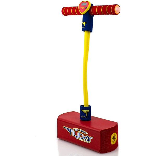 Flybar My First Foam Pogo Jumper for Kids Fun and Safe Pogo Stick for Toddlers, Durable Foam and Bungee Jumper for Ages 3 and up, Supports up to 250lbs (Red LED)