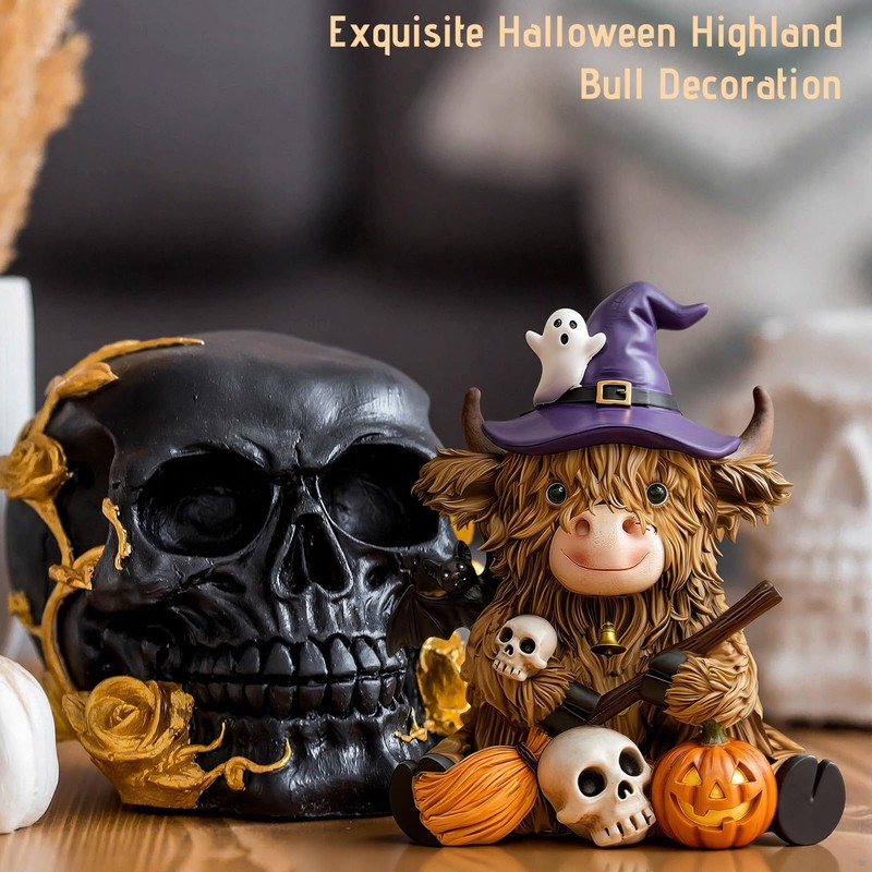 3 Pcs Highland Cow Decor Figurines, Seasonal Holiday Theme