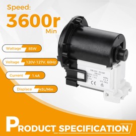 4681EA2001T Washer Drain Pump Motor Compatible with LG and Kenmore Washers - Replacement for Part Numbers AP5328388, 4681EA1007G, 2003273, 4681EA1007D, 4681EA2001N
