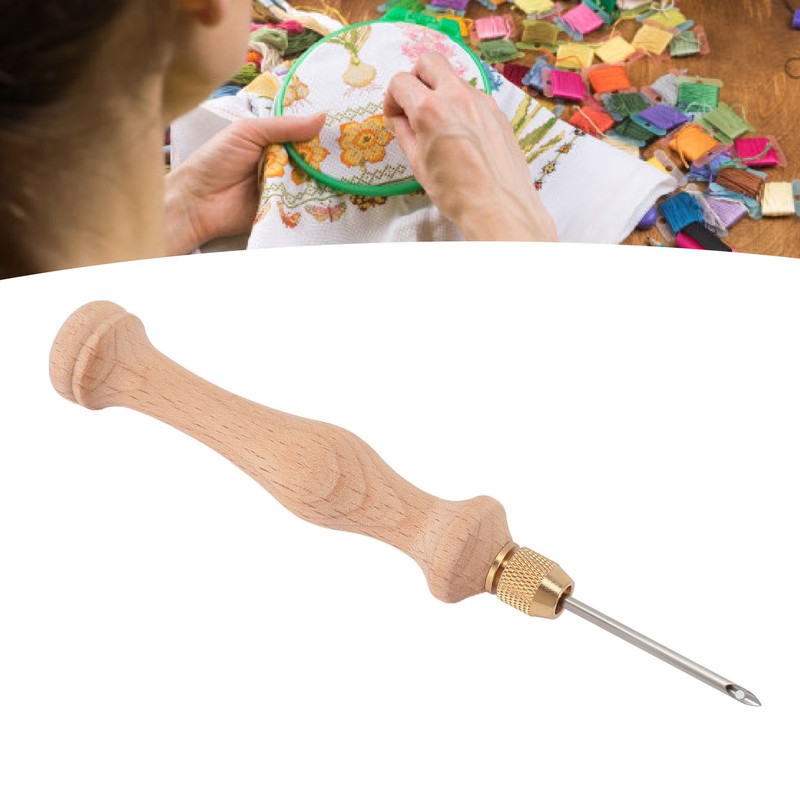 Punch Needle Tool Solid Wood Handle Adjustable 5mm 3.5mm 2.5mm