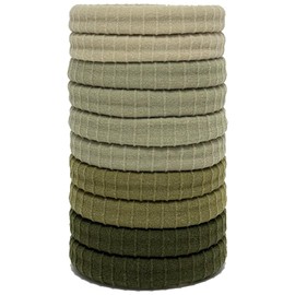 Jseng 10Packs Seamless Hair Ties for Women - No Damage Elastic Ponytail Holders Hair Accessories for Thick Curly Hair - Forest Green