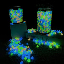 KARLOR Colorful Glowing Stones, 200 Pieces 1 cm Small Edge Stones Colorful Fluorescent Stone Glow Stones Glow in the Dark Stones Pebble Stones for Aquarium Gardening Decorative Stones Aquascape