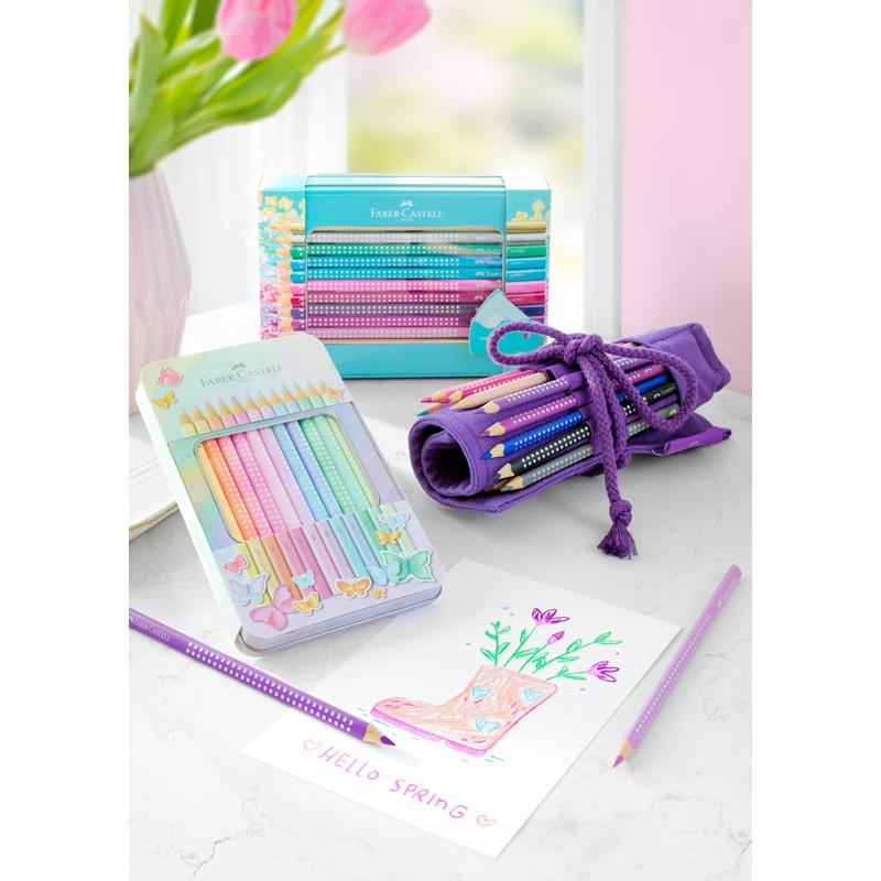 Faber Castell Colouring Pencils Sparkle Pastel Pack of 12 Metal
