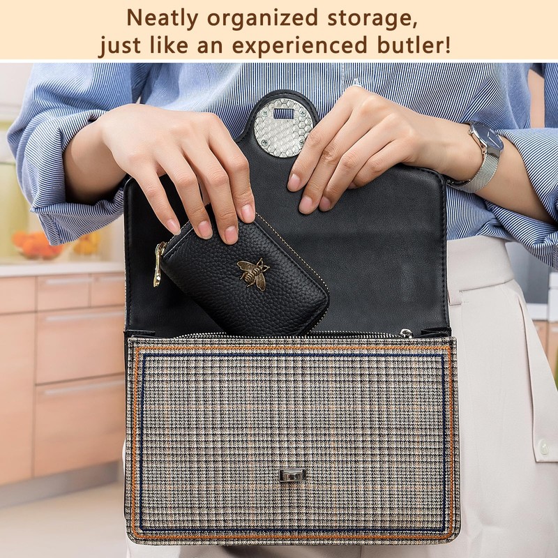 imeetu RFID Credit Card Holder, Small Leather Zipper Card Case