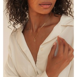 Aghfacy 14K Gold Plated H Necklace Initial Letter Dainty Necklaces for Women