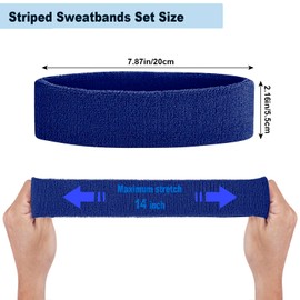 Sports Headband Women Men Sweatbands Forehead Terry Cloth Headband Sports for Running Cycling Jogging Tennis Football (Black Grey Blue)