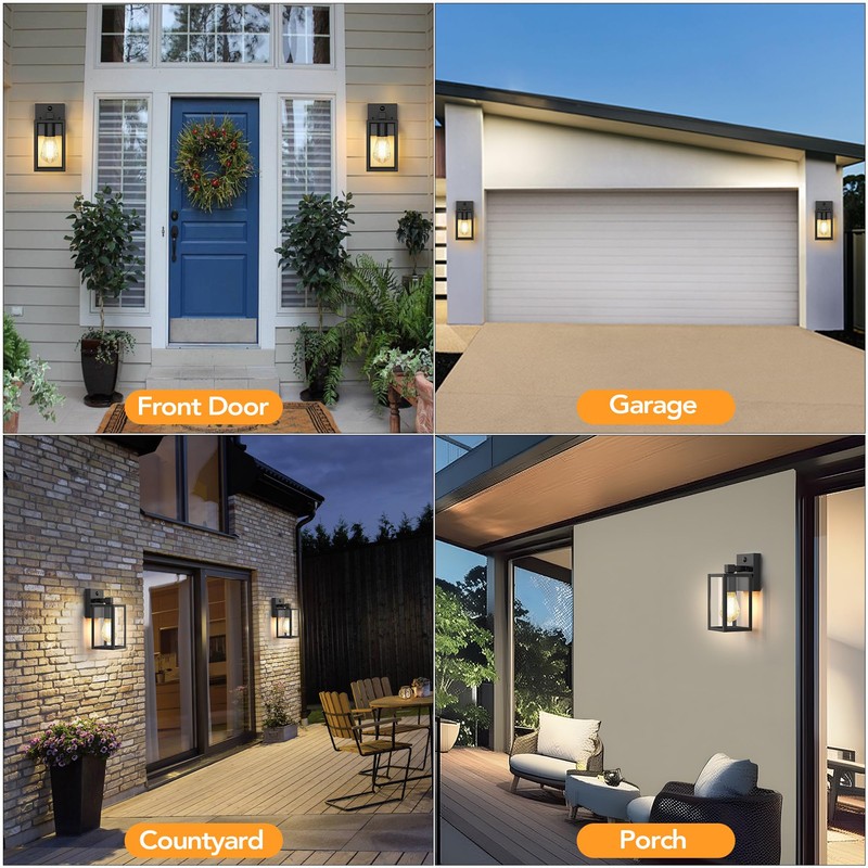 2Pack Motion Sensor Porch Light Outdoor, Exterior Lighting Fixture for