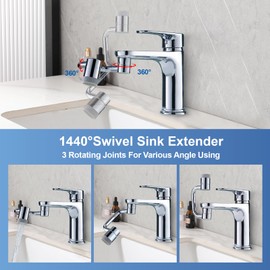 2 Pack Chrome Faucet Aerator, 1080° Swivel Faucet Extender, Kitchen Sink Aerator Extension With 2 Water Outlet Modes Faucet Nozzle, Bathroom Rotating Faucet Attachment