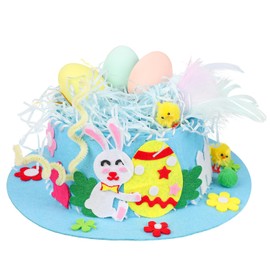 DERAYEE Easter Bonnet Kit for Kids, Easter Chick Bunny Egg DIY Art Craft Kits Make Your Own Easter Hat for Easter Craft Supplies (Bule)