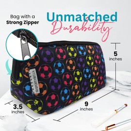Sportybella Soccer Gifts, Cosmetic Bag, Makeup Bags Gifts for Soccer Lovers Team Gifts, Soccer Gift for Women, Travel Waterproof Toiletry Bag Organizer, Soccer Accessories