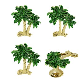 WhaGaay Palm Tree Cabinet Knobs 4 Pcs Cabinet Knobs Zinc Alloy Knobs Beach Ocean Theme Handles with 2 Sized Screws for Kitchen Cupboard Doors Closet Hardware, Green