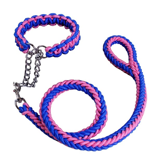 Dog Collar and Leash Set, Heavy Duty Nylon Braided Rope