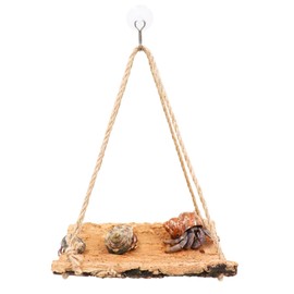 Hermit Crab Climbing Toy, Natural Wooden Reptile Swing Toy, Pet Cage Tank Aquarium Accessories for Hermit Crab Lizard Chameleon Hamster Guinea Pig Chinchilla Bird Parrot